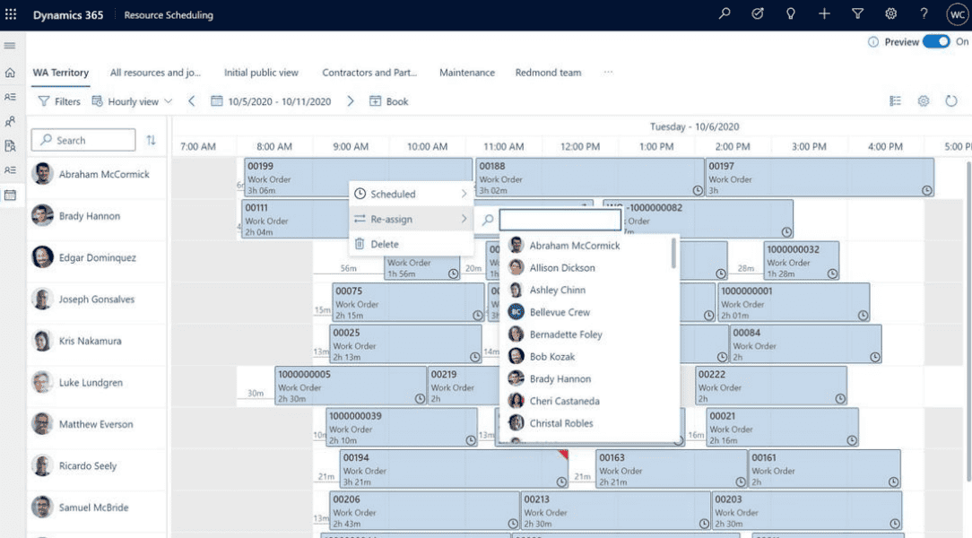 Resource scheduling field technician