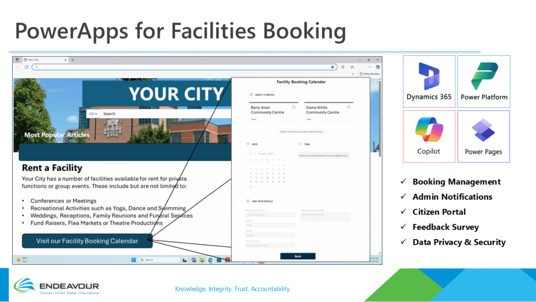 Municipal Bookings App portal overview